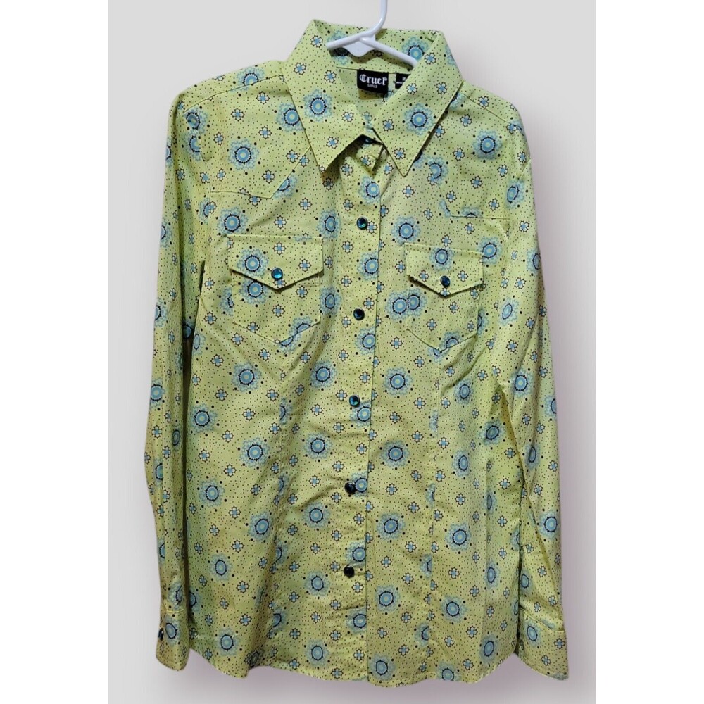 Panhandle For Girls Turquoise Blue Gem Pearl Snap Size Medium